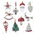 Retro Glass Christmas Ornament Set Illustration Royalty Free Stock Photo