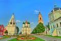 The ensemble of the Cathedral Square at Kolomna Kremlin, Russia Royalty Free Stock Photo