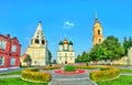 The ensemble of the Cathedral Square at Kolomna Kremlin, Russia Royalty Free Stock Photo