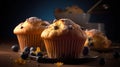 An Ensemble of Exquisite, Moist, and Magnificently Crafted Muffins, Fresh from the Oven. Generative AI