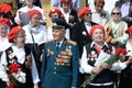 The ensemble of the front song `Search` in the Moscow square at the Bolshoi theater on victory Day