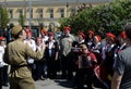 Ensemble of the front song `Search` in the square at the Bolshoi Theater on Victory Day.