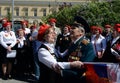 Ensemble of the front song `Search` in the square at the Bolshoi Theater on Victory Day.