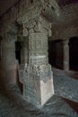 Ensiant Decorative Carving On The Pillars Of Aurangabad Buddhist Caves