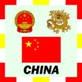 Ensigns, flag and coat of arm of China