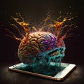 Enslaved by thechnology. Smartphone controling human brain. Mind control, Phone addiction, Brainwashed concept. Generative Ai