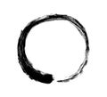 Enso Zen black grunge circle. Round ink brush stroke, buddhism symbol