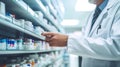 Ensuring Patient Safety: Pharmacist\'s Responsibility in Medicine Pick-up at the Pharmacy, Generative AI Royalty Free Stock Photo