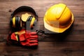 Ensuring Workplace Safety, Gear, Safety Equipment and Accessories for Workers Royalty Free Stock Photo
