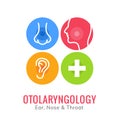 ENT doctor logo template. Ear nose throat doctor clinic. Mouth health otolaryngology illustration Royalty Free Stock Photo