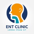 ENT logo template. Head for ear, nose, throat doctor specialists. logo concept. Line vector icon. Editable stroke. Flat linear ill Royalty Free Stock Photo