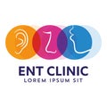 ENT logo template. Head for ear, nose, throat doctor specialists. logo concept. Line vector icon. Editable stroke. Flat linear ill Royalty Free Stock Photo