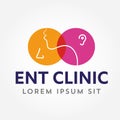 ENT logo template. Head for ear, nose, throat doctor specialists. logo concept. Line vector icon. Editable stroke. Flat linear ill Royalty Free Stock Photo