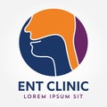 ENT logo template. Head for ear, nose, throat doctor specialists. logo concept. Line vector icon. Editable stroke. Flat linear ill Royalty Free Stock Photo