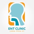 ENT logo template. Head for ear, nose, throat doctor specialists. logo concept. Line vector icon. Editable stroke. Flat linear ill Royalty Free Stock Photo