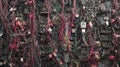 Entangled Electronic Components and Wires Creating a Complex Network System Royalty Free Stock Photo