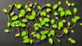 Entangled vines, black background, creative environmental protection concept Generative AI