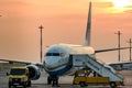 Enter Air Boeing 737-800 at the airport of linz Royalty Free Stock Photo