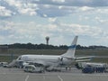 Enter Air plane at WAW Chopin Airport in Warsaw, Poland Royalty Free Stock Photo