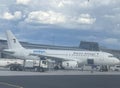 Enter Air plane at WAW Chopin Airport in Warsaw, Poland Royalty Free Stock Photo