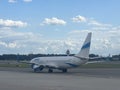 Enter Air plane at WAW Chopin Airport in Warsaw, Poland Royalty Free Stock Photo