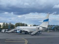 Enter Air plane at WAW Chopin Airport in Warsaw, Poland Royalty Free Stock Photo