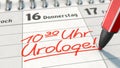 Enter appointment for urologist (in German: Urologe) in calendar