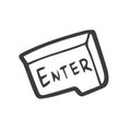 Enter Button Doodle Hand Drawn Sketch Style Illustration Icon Royalty Free Stock Photo