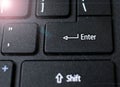 Enter button on laptop keyboard. Enter keyboard key button on a computer. Close up of Enter key of Laptop computer. Royalty Free Stock Photo
