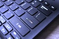 Enter button on laptop keyboard. Enter keyboard key button on a computer. Close up of Enter key of Laptop computer. Royalty Free Stock Photo