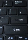 Enter button on laptop keyboard. Enter keyboard key button on a computer. Close up of Enter key of Laptop computer. Royalty Free Stock Photo
