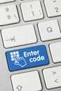 Enter code - Inscription on Blue Keyboard Key Royalty Free Stock Photo