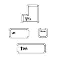 Enter, Control Ctrl, Home and Shift computer key button. Outline drawing of Keyboard icon symbol