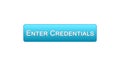 Enter credentials web interface button blue color, registration online service