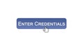 Enter credentials web interface button clicked with mouse, violet color design