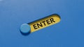 Enter.3D illustration of slide switch.close up of slide switch, Royalty Free Stock Photo