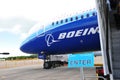 Enter dream tour signage beside Boeing 787 Dreamliner at Singapore Airshow 2012