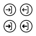 Enter and exit door icon. Login and logout symbol on circle line
