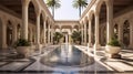 Expansive marble courtyard adorned with majestic marble columns