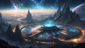 ethereal encounter: AI nebula in spaceship\'s engineering haven. ai generated