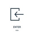 enter icon vector from sign collection. Thin line enter outline icon vector illustration