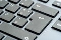 Enter key on a simple generic grey office desktop PC keyboard, object detail, macro, extreme closeup, nobody, no people. Bright