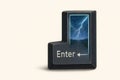 The Enter key turns into a stormy road. Space for text. Royalty Free Stock Photo