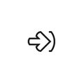 Enter or log in icon. Isolated on white. black line right rounded arrow with bracket