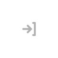 Enter or log in icon. Isolated on white. grey right rounded arrow with bracket