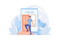 Enter login and password. Registration page on screen. Sign in to your account creative metaphor. Login page.