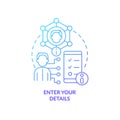 Enter personal information blue gradient concept icon