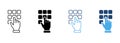 Enter Pin Code on Keypad Line and Silhouette Icon Set. Hand Entering Password on Phone Dial Keyboard Pictogram. ATM