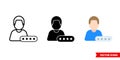 Enter pincode password icon of 3 types color, black and white, outline. Isolated vector sign symbol