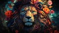 Enter a realm of artistic imagination where a surreal lion portrait captivates with its whimsical charm.
